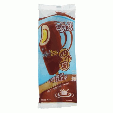 伊利巧乐兹四个圈蛋奶 双层巧克力味脆皮雪糕