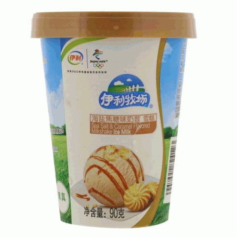 伊利牧场海盐焦糖味奶昔雪糕