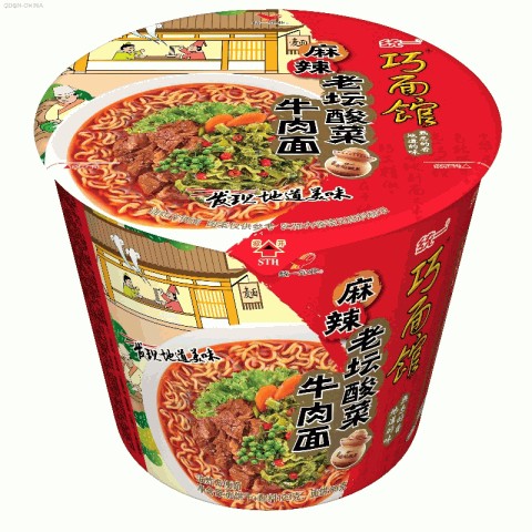 统一巧面馆麻辣老坛酸菜牛肉面