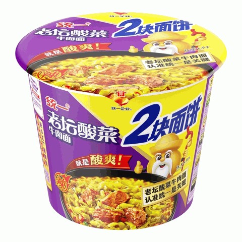 统一来一桶老坛酸菜牛肉面大桶(2块面饼）