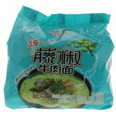 统一藤娇藤椒牛肉面袋面五合一