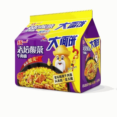 统一老坛酸菜牛肉面大袋五合一