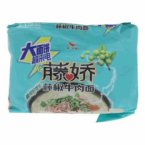 统一藤娇藤椒牛肉面大袋面五合一