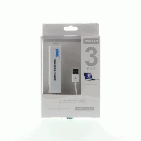 三堡（SANBAO）SU-203 usb2.0有线百兆网卡 带3口hub 苹果笔记本usb网线转换器