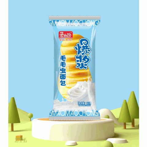 130g爱的路爆浆毛毛虫面包(乳酸菌 芝士 草莓 蓝莓 巧克力)