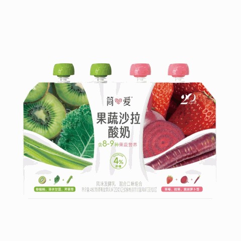 简爱果蔬沙拉酸奶120克x4袋 混合装