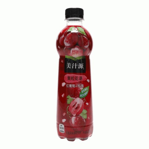 美汁源爽粒花语玫瑰风味葡萄汁饮料